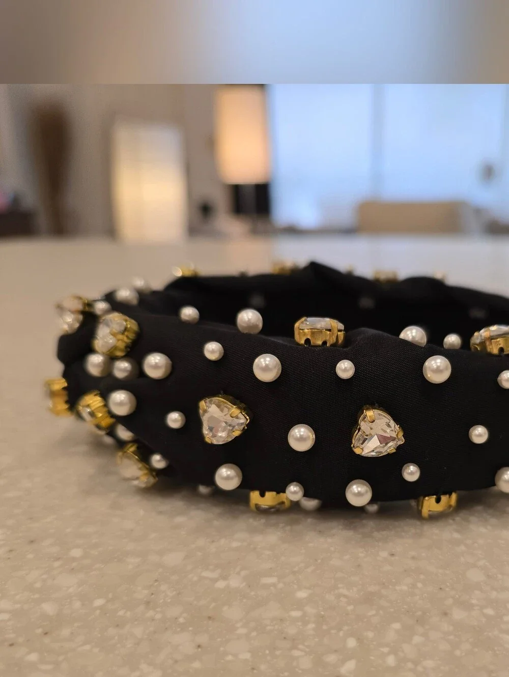 🖤 LELE SADOUGHI X Stoney Clover Lane Noir Heart Crystal & Pearl Headband SCL